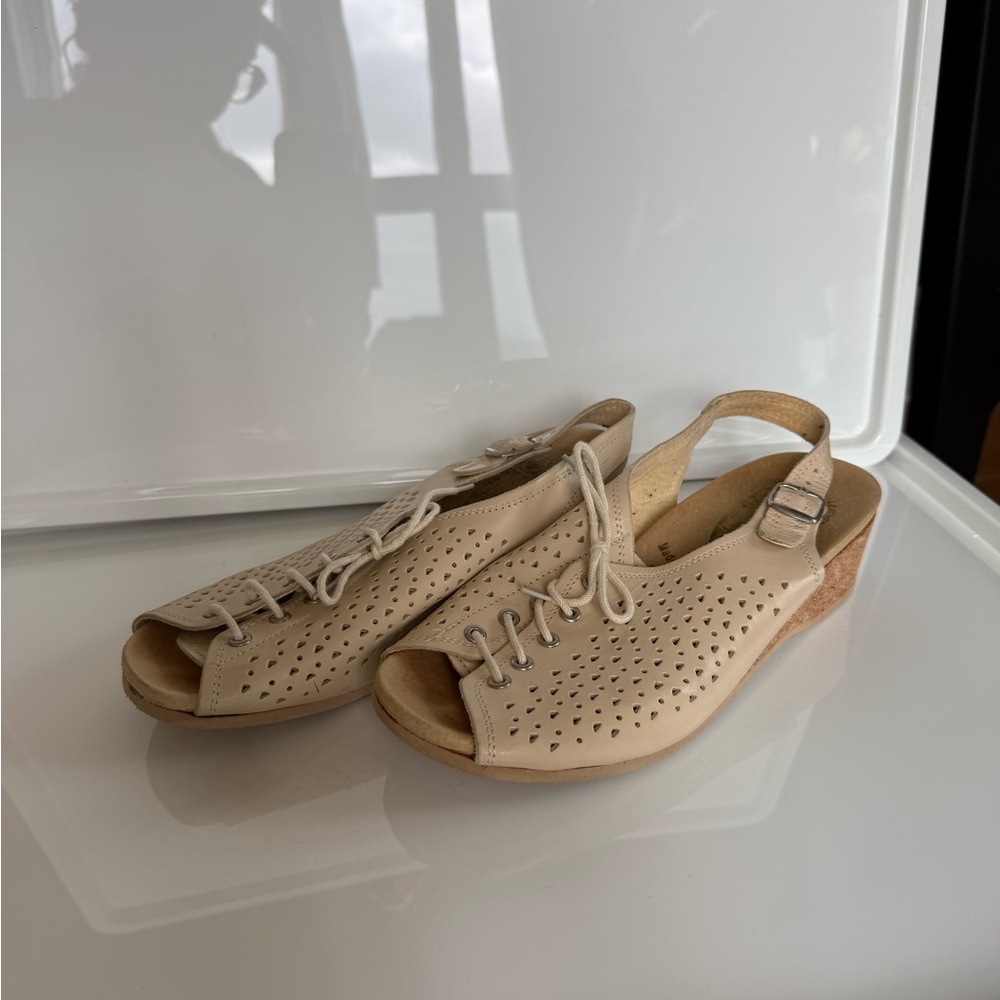 Cream Perforated Women's Sandals